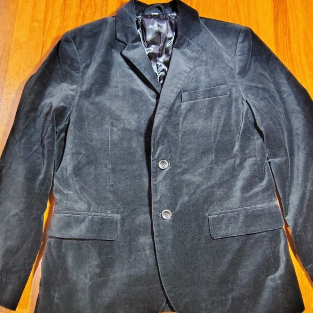 Kenwood Blazer Mens M Black Velvet 2 Button Sport Coat‎ Jacket gothic victorian